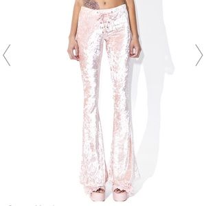 Current mood crushed velvet bell bottoms